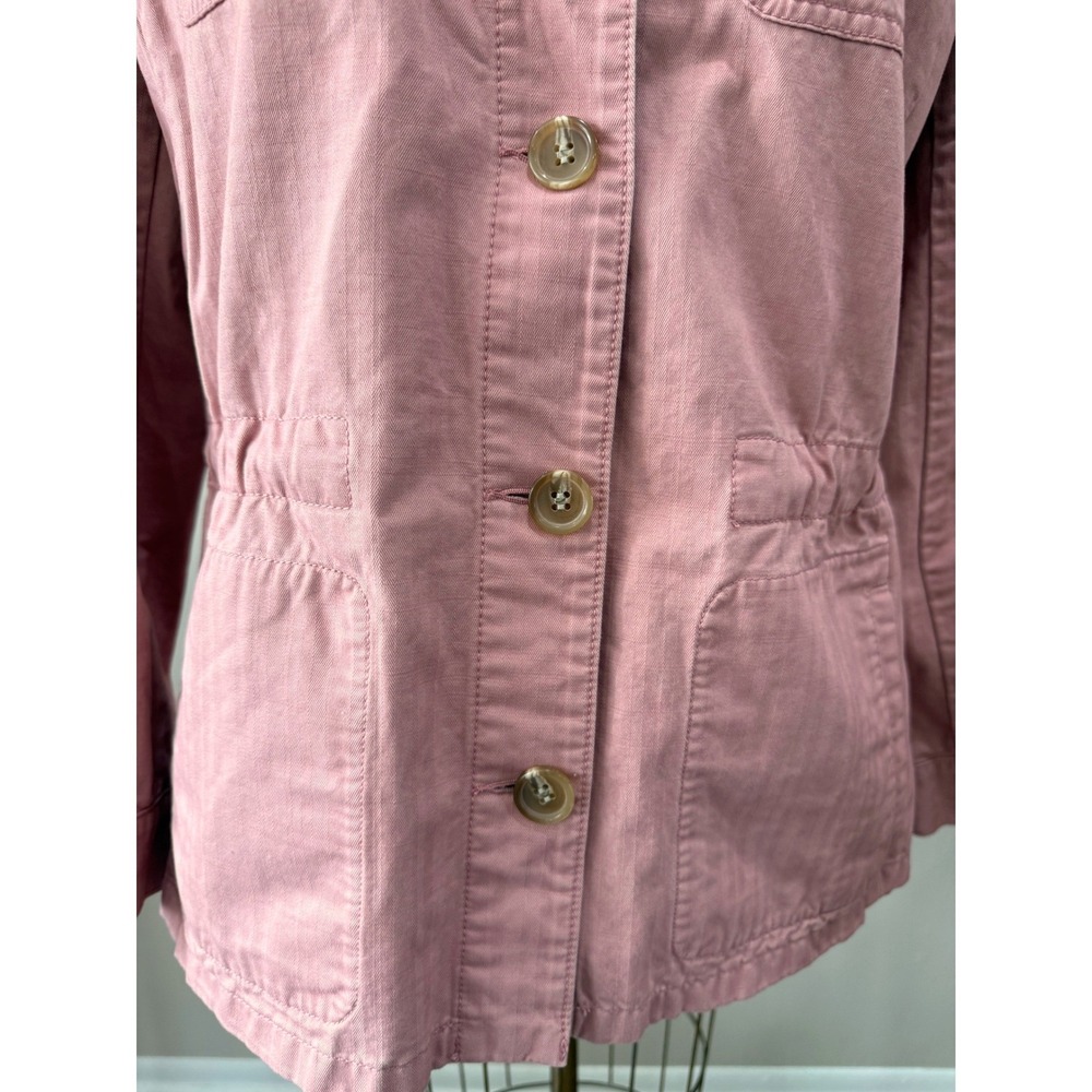 Talbots Pink Utility Jacket Womens Large Cotton Button Front Casual Spring Coat - Picture 3 of 7